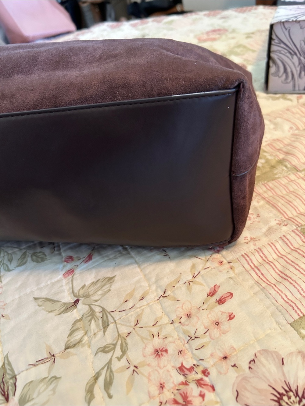 Soft Suede Hobo Bag in Deep Brown Shoulder Tote - Picture 6 of 16